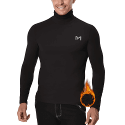 MEETYOO Herren Thermounterwäsche Oberteile, Thermoshirt Langarm Kompressionsshirt Funktionsshirt Atmungsaktiv Thermounterhemd Männer Sportshirt für Running Fitness Gym Schwarz XL