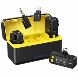 FULAIM X5M Wireless Lavalier Mikrofon Set mit Ladeetui, Plug & Play Ansteckmikrofon, DSP Rauschunterdrückung, Echtzeit-Monitoring, 18h Aufnahme, kompatibel mit Handy, Android, Kamera, PC