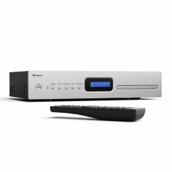 Auna Art22 CD Player HiFi Mit Slot-In Laufwerk, USB-Eingang, CD-MP3 Wiedergabe, Fernbedienung, Optische & Koaxiale Ausgänge – 130 W Klangqualität – Silber