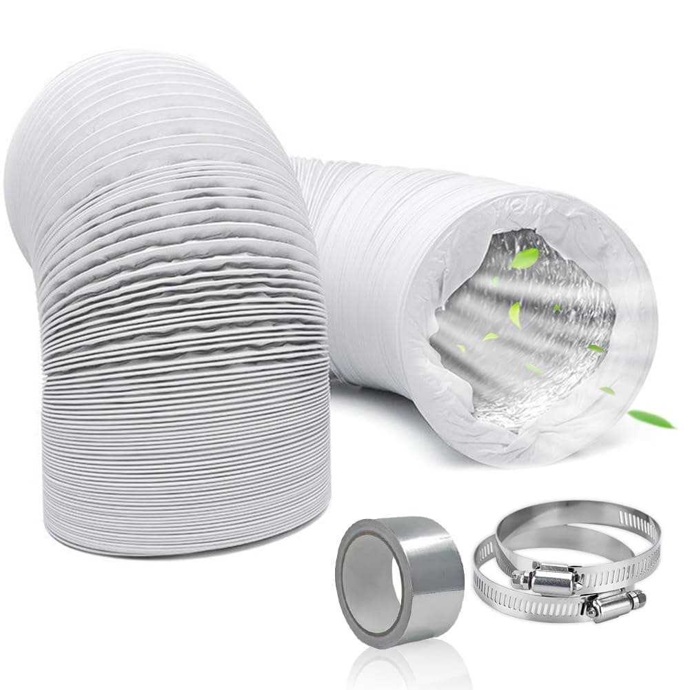 Abluftschlauch Ø100mm Länge 3m Flexibel PVC Schlauch Doppelschichtverdickung für Wäschetrockner Klimaanlagen Abzugshaube mit 2 Schlauchschelle Edelstahl + 2M Aluminiumfolienband