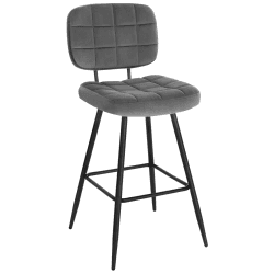 EUGAD Barhocker, Barstuhl, Küchenstuhl, Tresenhocker, Bistrohocker, Design Hocker, mit Rückenlehne Fußstütze, gut gepolstert, aus Samt Metall, Dunkelgrau 1043BY-1