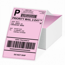 Phomemo Etiketten 4x6 500 Etiketten/Stapel, Rosa Versandetiketten Kompatibel mit MUNBYN, Phomemo, Polono Etikettendrucker, BPA-freie Thermoetiketten Selbstklebende für DHL, UPS, DPD-100 x 150 mm