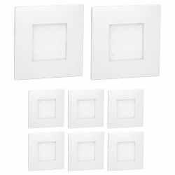 ledscom.de 8 Stück LED Treppenlicht/Wandeinbauleuchte FEX für innen und außen, eckig, 85 x 85mm, kaltweiß