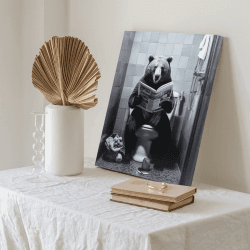 JBER Bär Leinwand Gemälde Wandkunst, geeignet für Badezimmer Dekoration, Poster Home Decor, lustige Tier Dekoration, gerahmt, 40 X 30cm Bär 40L x 30B cm