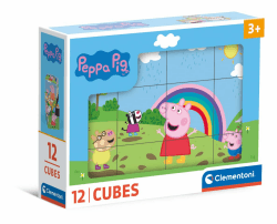 Clementoni Peppa Pig 12 Würfel Puzzle Kinder - Geschicklichkeitsspiel für Kinder ab 3 Jahren - Sensorik- & Motorikspielzeug 41195