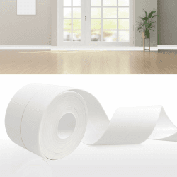 DIKARIYA Weichsockelleiste Selbstklebend Weiß, 35x35mm 25 Meter Sockelleiste Selbstklebende, PVC Weichsockelleiste Flexibel Fussleisten Selbstklebend, Flexible Knickleiste für Küche Bad und Badezimmer 35mmx35mmx25M Weiß