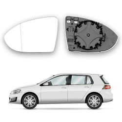 Golf 7 Spiegelglas,Geeignet für Golf 7 Spiegelglas Links Beifahrerseite Beheizbar Asphärisch mit Trägerplatte,Spiegelglas Golf 7 Links Beheizbar Asphärisch Passend für Golf 7 Spiegelglas