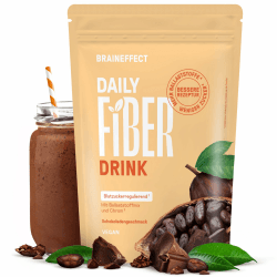 BRAINEFFECT DAILY FIBER - Ballaststoffgetränk mit 9 Ballaststoffquellen für Verdauung und Appetit - Inavea™ Mix mit Flohsamenschalen, Vitaminen & Mehr - Zuckerfrei - 330g (30 Portionen)