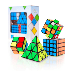 CUBIDI® Zauberwürfel Set - Speed Cube Set 2x2 3x3 4x4 Pyraminx Speedcube, Zauberwürfel für Kinder Erwachsene Anfänger 4 Stück