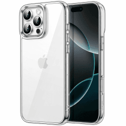 JETech Hülle für iPhone 16 Pro Max 6,9 Zoll, Nicht Vergilbende Stoßfest Stoßfänger Handyhülle, Anti-Kratzer Transparent Rückseite (Durchsichtig)