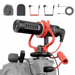 SMALLRIG Videomikrofon, Dual Input Videomic, mit Stoßdämpfung Shock Mount, 3.5mm TRS/TRRS Richtmikrofon mit Windschutz für DSLR Kameras und Smartphone SmallRig Forevala S20-3468