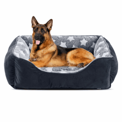 FURTIME Hundebett Grosse Hunde Hundekorb Waschbar Hundekörbchen rutschfeste Hundebetten Flauschig Hundematratze mit Erhöhte Ränder Weiches Hundesofa für Hunde Katze XXL(106x80x23cm) Schwarz/Sterne