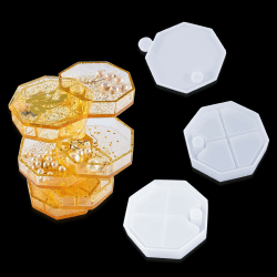 FineInno Silikonform Schmuckaufbewahrung Epoxidharz Gießharz Set für Drehbar Schmuckdose Kristall Schmuckherstellung Octagon Resin Molds DIY Handwerk