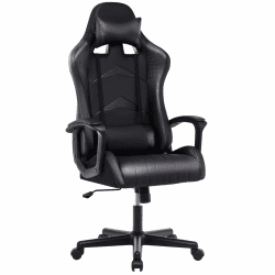IntimaTe WM Heart Gaming Stuhl, Ergonomischer Gamer Stuhl, Schreibtischstuhl mit Verstellbarem Kopfkissen und Lendenkissen, Computerstuhl mit Hoher Rückenlehne, 52 x 49 x 130cm (Schwarz)