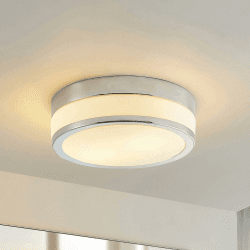 Lindby Deckenlampe Flavi (spritzwassergeschützt (Modern) in Chrom aus Glas (2 flammig, E27) - Bad Deckenleuchte Lampe Badezimmerleuchte