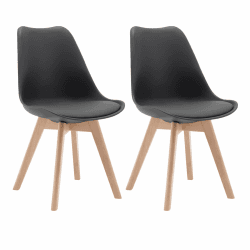 WOLTU Esszimmerstühle 2er Set, Skandinavische Küchenstühle, Wohnzimmerstuhl, Retro Design, Sitzfläche aus Kunstleder, Polsterstuhl Lehnstuhl,Massivholz Beine, Grau BH29gr-2