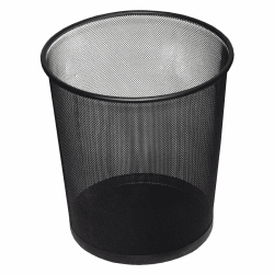 D.RECT Papierkorb Büro 12L - Abfalleimer, Papierkorb aus Drahtgeflecht Mülleimer, Papiereimer - Metall Büroeimer Mesh Runder, Schwarz