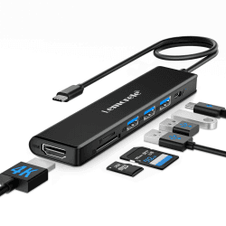Lemorele USB C Hub 4K – Docking Station 7 in 1, USB C HDMI Adapter mit 4K HDMI, 3 USB 3.0/2.0, PD 100W, SD/TF, Docking Station USB C für MacBook, iPad, Windows,Lenovo,Switch,Chromecast
