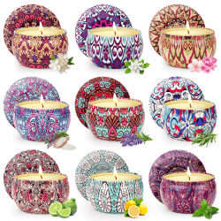 Duftkerzen Geschenkset, Weihnachtsgeschenke kleinigkeiten 9x80g Duftkerze Natürliches Sojawachs | Duftkerzen Set mit langer Brenndauer bis zu 180 Std | Kleine Geschenke für Frauen Weihnachten