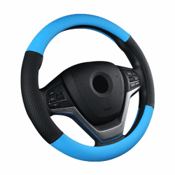 SFONIA Auto Lenkrad Abdeckung Lenkradschutz Lenkradhülle PU Leder Universal 37-38cm/15" Rutschfest Atmungsaktiv Langlebig (Blau)