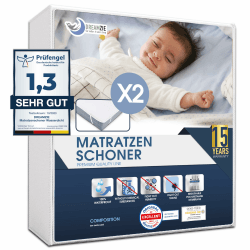 Matratzenschoner 80x160 cm Wasserdicht (2er-Set) Oeko-TEX Zertifiziert von Dreamzie - Atmungsaktive Matratzenauflage 2 80 x 160 cm