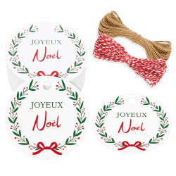 Joyeux Noël Gastgeschenk Anhänger, 5x5cm etiketten zum anhängen-Weiß