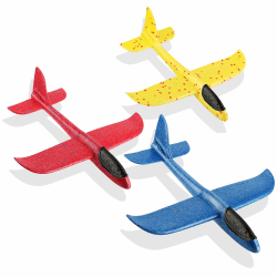 com-four® 3X Styroporflugzeug für Kinder und Erwachsene - Stabiler Wurfgleiter mit Stecksystem - Segelflugzeugmodell - Ultra-leichtes Modellflugzeug - Styroporflieger ohne Motor (03 Stück - 3 Farben)