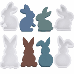 4 Stück Osterhase Silikonform, Ostern Hase Silikonformen Gießformen, 3D Kaninchen Gießform Ostern, Osterhase Silikonform for Gips, Sojawachs Kerzen, Handwerk