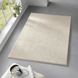 Taracarpet Teppich Kurzflor weicher Designer Uni Bodenbelag Madrid fürs Wohnzimmer, Kinderzimmer, Schlafzimmer und die Küche geeignet Creme Weiss 140x200 cm