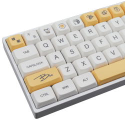 JakeTsai PBT Keycaps, 138 Keys XDA Dye Sublimation Tastenkappe Honigmilch Tastenkappe Kirschprofil Kompatibel 61/64/68/75/84/104/108 Tasten (Englisch)