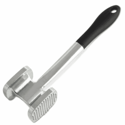 Fackelmann Fleischklopfer mit Soft-Grip-Griffen gegen Verrutschen – Fleischhammer mit rauer und glatter Oberfläche – Fleischplätter zum Plattieren und Klopfen, Schwarz