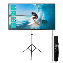 CCLIFE Klappbar Beamer Leinwand mit Stativ Inklusiv Montagematerial 80/90 / 100 Zoll Projektionsleinwand Rolloleinwand heimkino Mobile