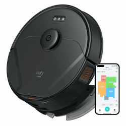 eufy X8 Pro Saugroboter mit Wischfunktion, Twin-Turbine™ 2× 4.000Pa Saugkraft, aktiver Entwirrungs-Bürste und iPath™ Laser-Navigation für Tiefenreinigung (Generalüberholt)