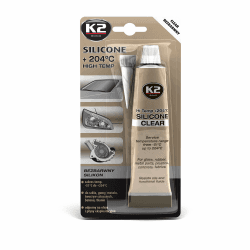 K2 Hochtemperatur Silikon, Dichtmasse, Dichtsilikon, hochtemperaturbeständig von -51°C bis + 204°C, transparent, Tube 85g
