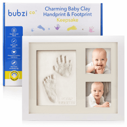 Bubzi Co Handabdruck Fußabdruck Baby Fotorahmen Set für Neugeborene Mädchen Jungen, Gerahmte Bilder Baby Geschenk, Fotoalbum Baby, Andenkenbox, Wanddekoration für Zimmer Kinderzimmer (White)