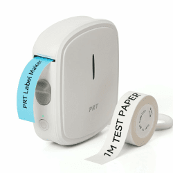 prt QUTIE Etikettendrucker Selbstklebend - Tragbarer Mini Etikettiergerät mit USB Aufladen, Bluetooth Beschriftungsgerät Selbstklebend, Label Printer für Zuhause, Büro, Schule, iOS & Android, Weiß