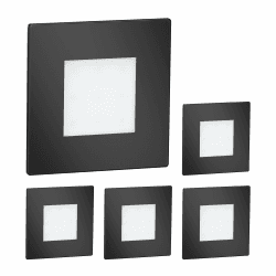 ledscom.de 5 Stück LED Treppenlicht/Wandeinbauleuchte FEX für innen und außen, eckig, schwarz, 85 x 85mm, warmweiß