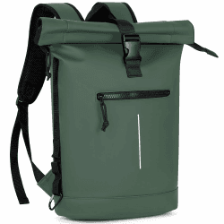 Lekeinchi Rolltop Rucksack Wasserdicht für Damen & Herren, Großer Laptop Rucksack mit Computerfach für 17 Zoll Laptop, Elegant Reiserucksack Daypack für Reisen, Radfahren, Uni Schule, Arbeit-Grün L 3.grün