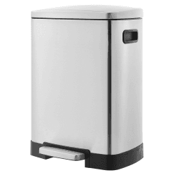 Amazon Basics Rechteckiger Tret-Mülleimer mit 2 Behältern und sanft schließendem Deckel, 40L gesamt, 25 + 15 liter, Satin