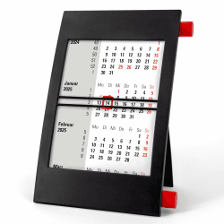 Truento 3-Monats-Tischkalender für 2 Jahre (2025 & 2026) - mit Drehmechanik - schwarz/rot