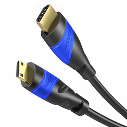 KabelDirekt – Mini-HDMI-Kabel, bruchfest konstruiert – 1,5m (HDMI zu Mini-HDMI, bidirektional, 4K@60Hz für Ultra HD, HDMI 2.0/1.4, High Speed mit Ethernet, für Tablets/Kameras/Camcorder, schwarz)