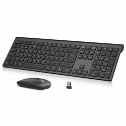 cimetech Tastatur Maus Set Kabellos, 2.4G Wiederaufladbare Kabellose Tastatur Ergonomisch Funktastatur QWERTZ Layout (Deutsch), Ultra Thin für Computer/Desktop/PC/Laptop/Windows 10/8/7