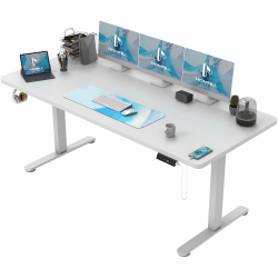 Homall Höhenverstellbarer Schreibtisch 140x80 cm, Schreibtisch Höhenverstellbar, Elektrischer Schreibtisch mit Vierteilige Tischplatte, Computertisch mit Memory Funktion,Standing Desk