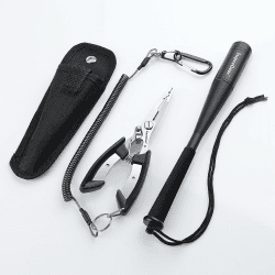 supregear Angel Zange und Fish Whacker Werkzeugset, Multifunktionale Zange für Hakenentfernung und Sprengring Angeln Geschenk für Herren Süß- und Salzwasserangeln