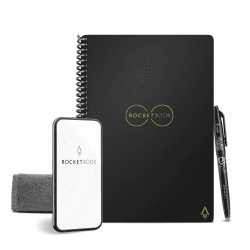 Rocketbook Core Wiederverwendbares Digitales Notizbuch - Executive A5 Schwarz - Elektronischer Notizblock mit Punktraster - Wiederbeschreibbar mit inkl. Pilot Frixion Stift und Mikrofasertuch