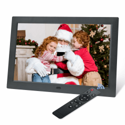 Digital Picture Frame 10.1 Inch Electronic Picture Frame 1280 x 800P Music Photo Video Player with Remote Control Photo Music Video Player Calendar Function, Supports Clock/USB/SD Card