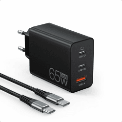 65W USB C Ladegerät, 3Port USB Schnellladegerät mit Ladekabel 2M,USB C Netzteil für MacBook Air Pro M1/M2,iPhone 16 Pro Max/15/14/13,Switch,Galaxy S24 Ultra/S23/S22,Tablet,Laptop,Handys usw