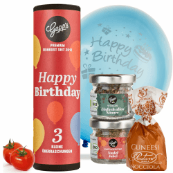 Gepp‘s Feinkost Kleines Geschenkset Happy Birthday I Geschenk gefüllt mit leckeren Delikatessen I Geburtstagsgeschenk & Mitbringsel für Erwachsene I Kleine Geschenkidee mit Gourmet Produkten Angebot bei HelloDeals