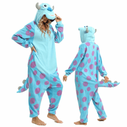 LBJR Ganzkörper Kostüm Jumpsuit Onesie Tier Fasching Karneval Halloween kostüm Cosplay Schlafanzüge Erwachsene Zip Sully XL