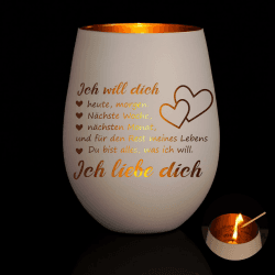 Valentinstag Teelichthalter Geschenk für Sie Freundin Valentinstagsgeschenk, Windlicht mit Gravur Ich Liebe Dich Partner Geschenke für Frauen, Windlichter Jahrestag Geburtstagsgeschenk für Ehefrau